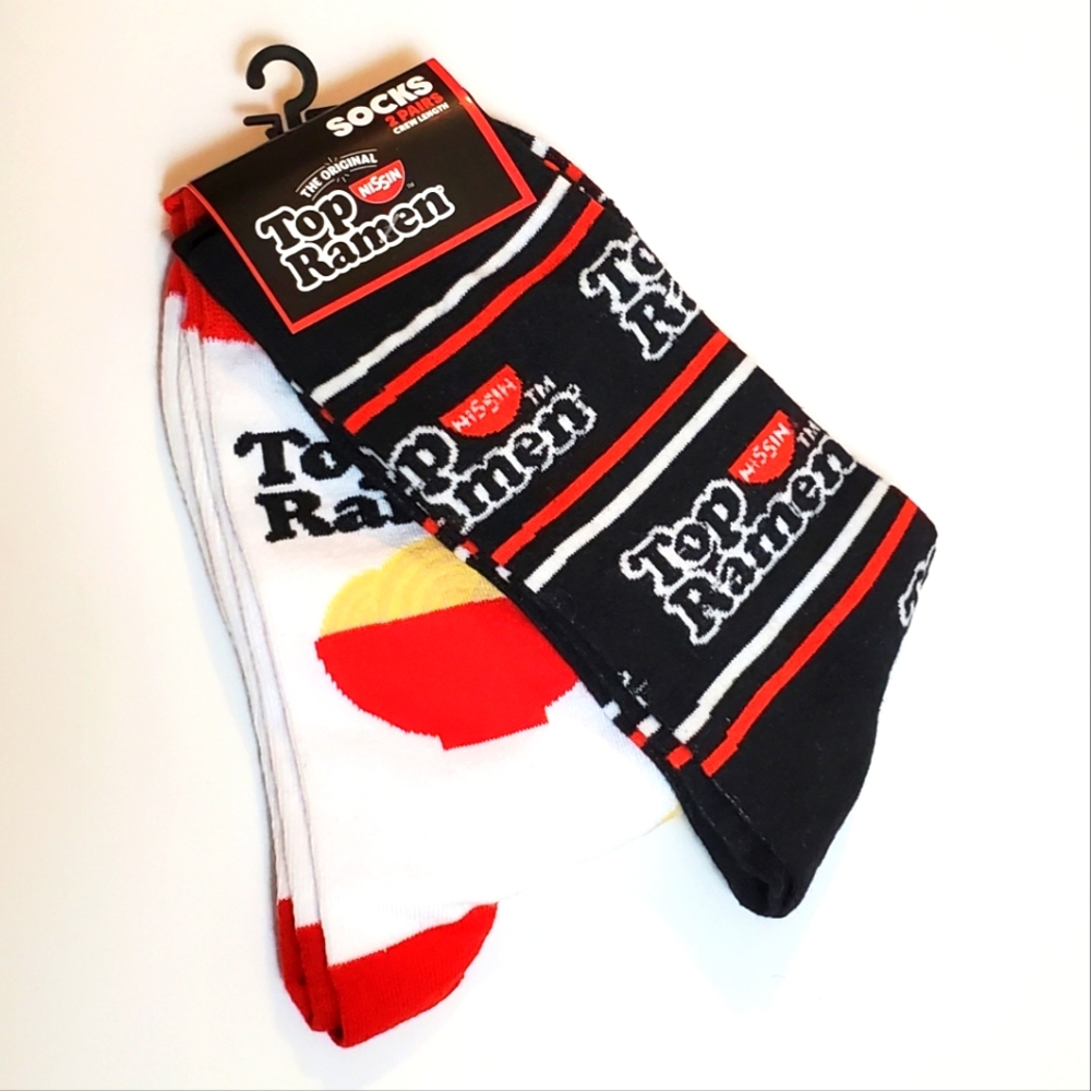 Nissin Top Ramen 2 Pack Adult Unisex Crew Socks Shoe Size 8-12